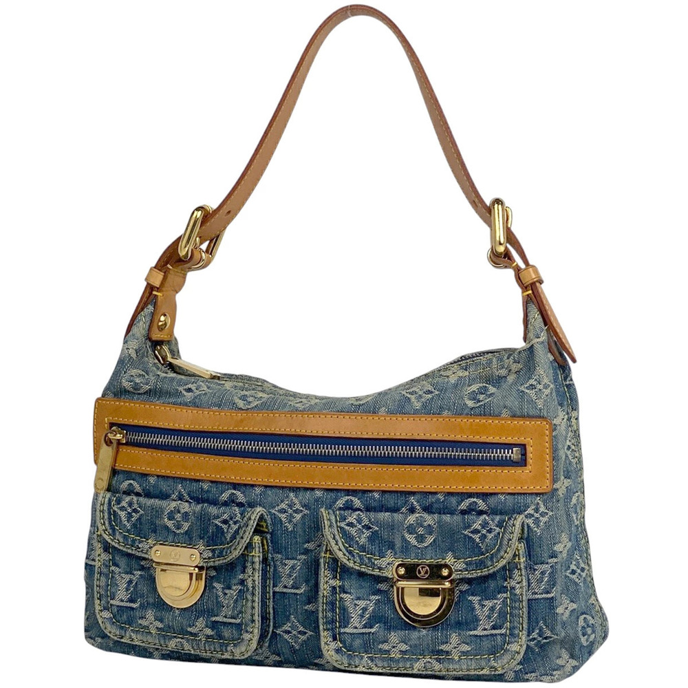 Louis Vuitton Baggy Shoulder Bag Hobo Handbag Monogram Denim Blue